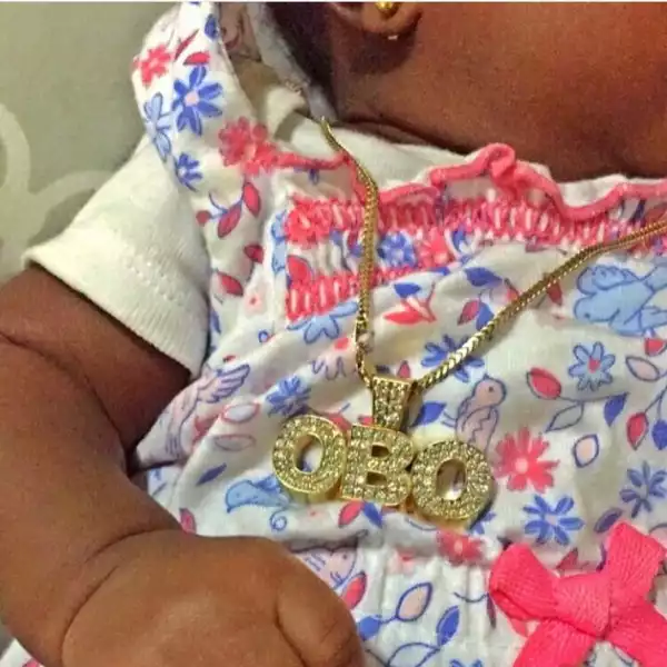 Baddest!! Davido Gets His Daughter A Customized O.B.O Necklace [See Photo]